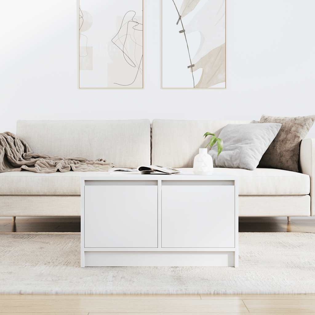 Coffee Table with Drawers White 70.5x70x40 cm